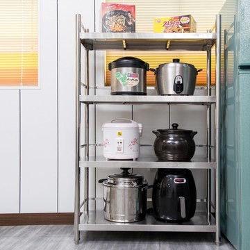 【誠宜居家美學】升級款加粗加厚三面圍欄-不鏽鋼四層置物架長120x40x130cm(收納櫃 不鏽鋼置物架 廚房置物架 廚房架)