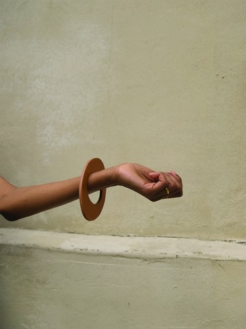 Leather Bangle - Beige