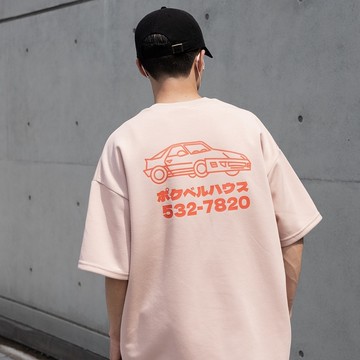 【AMERO】男裝 女裝 短袖圓領Ｔ恤 日文車 細絨布 落肩 情侶裝
