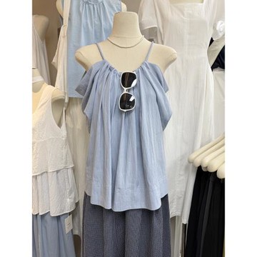 韓國東大門2025年夏季新款韓版寬松漏肩設計通勤顯瘦百搭套頭上衣