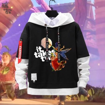 雙人成行科迪小梅玩偶游戲拼接連帽衛衣男女大中小兒童裝學生外套