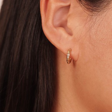 s925銀歐微鑲鋯石小耳扣 雙色可選 高級感時尚冷淡風配飾耳環