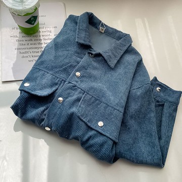 燈芯絨冬季加厚棒球服襯衫女新款秋冬天女裝潮韓系服飾外套