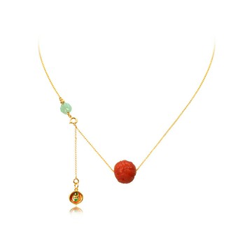 【巴黎精品】現貨+預購 925純銀項鍊南紅吊墜-鍍18K金牡丹花翡翠八卦女飾品a1ha77