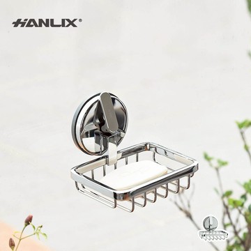 現貨贈輔助貼片【Hanlix亨利士】MIT台灣製 強力吸盤耐重10kg 鏡面肥皂架【9480005】無痕瀝水 壁掛收納架