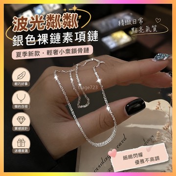⭐臺灣出貨⭐波光粼粼銀色裸鏈素項鏈女夏季新款輕奢小衆鎖骨鏈 3ZNC