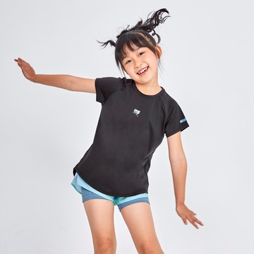 【KIDS】MOLLIFIX 瑪莉菲絲 美背後透網開岔短袖上衣 (黑)