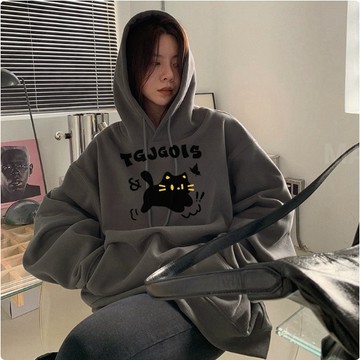 臺灣出货2天出貨   寬鬆連帽T女   刷毛帽T   重磅大學T  加厚加絨衛衣女   保暖防寒帽T  寬鬆帽T