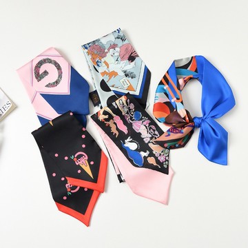 【唯家】臺灣出貨 2025新品 絲巾 絲帶 春夏季 小長條絲巾 綁發 扎頭髮 絲帶 薄款雙面領巾 飄帶 高品質