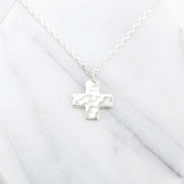 【Angel & Me】手工 鍛敲 祝福 十字架 (大) s925 純銀 生日 禮物