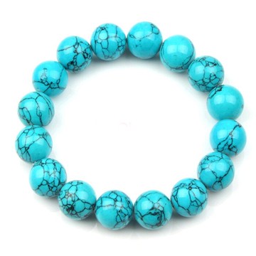 開光 藍松石手鏈 天然水晶藍松石手串 男女款 單圈藍松石圓珠手串