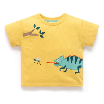 澳洲Purebaby有機棉男童裝上衣12M-5T 黃色變色龍