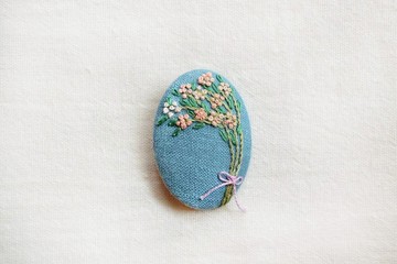 一束花香 | 手作法式刺繡包扣別針