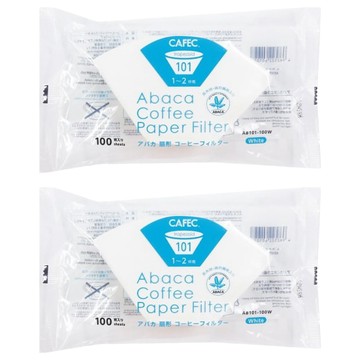 CAFEC ABACA 麻纖維梯形濾紙 1~2杯份 白色  100張  2包
