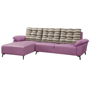 ASSARI-路斯舒適靠背L型貓抓皮沙發洋紅色-面左