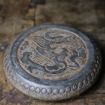 青石雕刻仿古做舊案頭小石鼓承壺仿漢代龍鼓中式古典復古陳設擺件