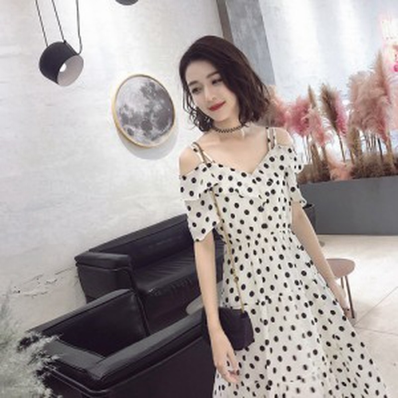ワンピース ロング マキシ丈 ドット柄ワンピース ドットスカート オフショル Vネック シフォンドレス パーティー 女子会 代 Ch0011 通販 Lineポイント最大1 0 Get Lineショッピング