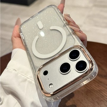 磁吸閃粉透明鏡頭全包防摔 適用iPhone 17 16 15 14 13 Pro Max i16 17Pro 手機殼