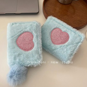 ✨限時秒殺☜桃園出貨✨ins韓系毛絨零錢包愛心刺繡錢包學生少女短款錢夾包便攜小眾錢包