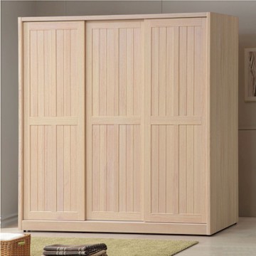 文創集 巴卡7.1尺實木推門衣櫃(內含側拉鏡面)-212x59x202cm免組