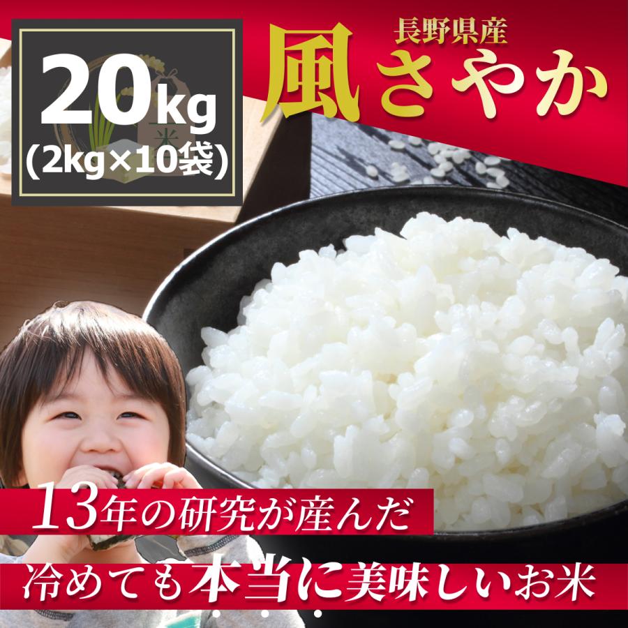  長野県産 風さやか 20kg 冷めても美味しいお米 安心の国産 農家直送 令和5年産 白米 お米 おこめ 精米 20キロ（10kg×2袋）