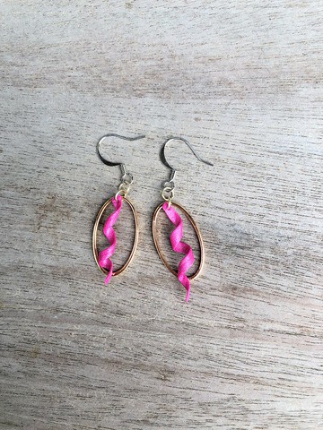 火龍果色閃亮耳環 / 珍珠粘土手作