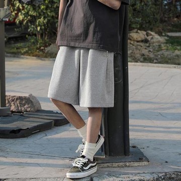 灰色短褲男款夏季薄款跑步速干運動褲日系復古休閑五分褲百搭男褲