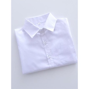 翻領純白色春秋款表演服男童短袖
