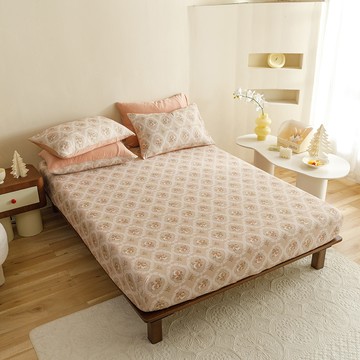 Candid Keven 針織床包3件組 加大  桔色  182 x 188cm