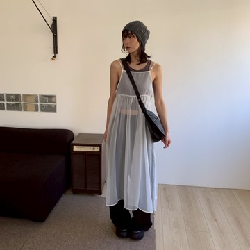 ISA_疊穿魔法 冰塊淺春系透透吊帶長罩衫_51027