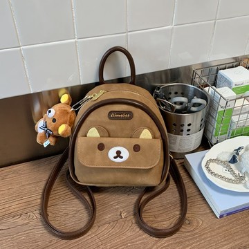 ⭐臺灣出貨⭐卡通小熊復古包女可愛揹包大容量秋冬百搭新款書包時尚通勤雙肩包