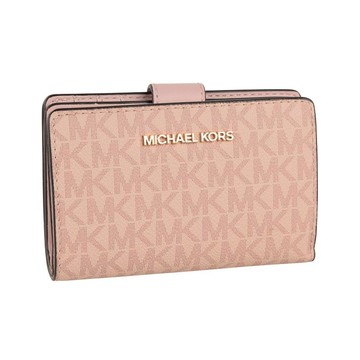 Michael Kors 經典LOGO素面防刮皮革中夾 緹花x腮紅粉 35S3GTVF6O PWD