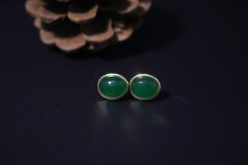 s925銀鑲砍玉髓耳釘簡約大氣禮盒裝耳環