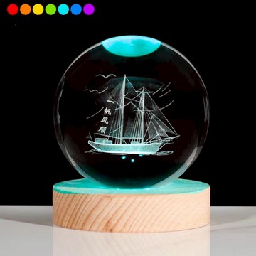 【All Splendid】彩色水晶球LED燈 一帆風順 燈座 生日禮物 情人節禮物 送禮 水晶雕刻球 氣氛小物_廠商直送