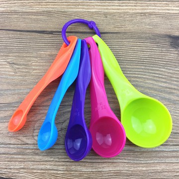 彩色量勺5件套裝 刻度勺計量勺 量匙鹽勺克勺 廚房調料勺烘焙工具1入