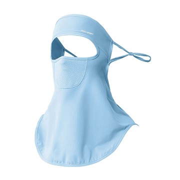 AREX SPORT 抗曬涼感纖維全臉防護護頸冰絲面罩 掛耳可調整 AS-3490 均碼(全長33cm)  天空藍  1件