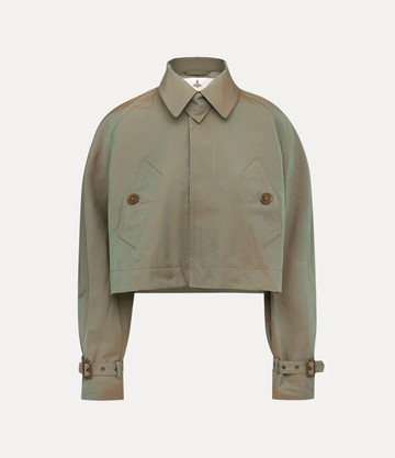 Vivienne Westwood Cut Off Graziano Trench Coat Cangiante Gabardine Sage-green L Unisex