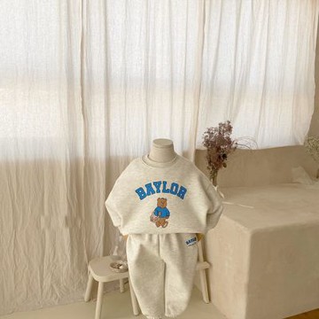 Baby童衣 兒童長袖套裝 男女童休閒套裝 寶寶秋季套裝 可愛小熊運動套裝 簡約居家服 89144