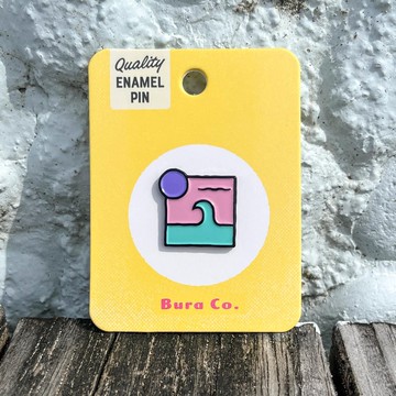 台灣浪花粉色琺瑯徽章 Big Wave BURA Enamel Pin
