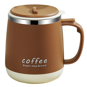 couselect 304不鏽鋼附蓋咖啡杯 480ml  1個  卡其白