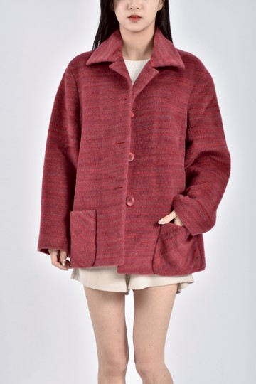 (L) ducano質感羊毛短毛紅色外套