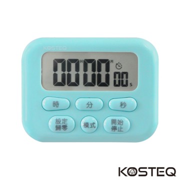 【KOSTEQ】24小時功能薄型大螢幕電子計時器-內附時鐘功能-藍色-