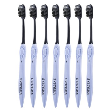 LION 獅王 Systema 細潔 極細軟毛牙刷 7倍高效去除臼齒牙菌斑 木炭刷毛清潔效果加倍 超薄刷頭  7支  1組