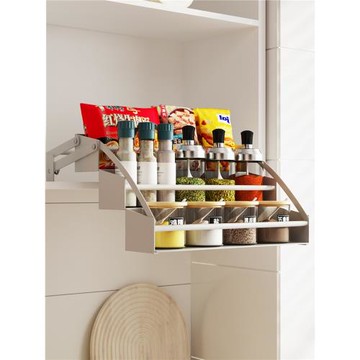 廚房櫥柜高柜吊柜內下拉式置物架旋轉升降拉籃調料架調味籃收納架