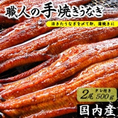 職人の手焼き　活〆うなぎ蒲焼　2尾入り(計500g)　国産