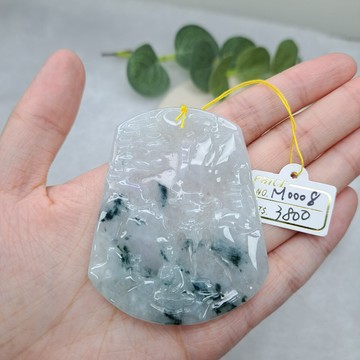 逸品軒~天然緬甸玉A貨-M0008-冰糯飄蘭花山水 長62.7mm寬51.3mm厚6.2mm 寓意胸懷天下、財源廣進與穩
