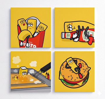 【Pinkoi 線下活動預購商品】薯條君畫布藝術 共四款