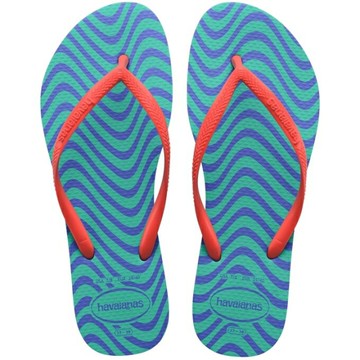 havaianas 哈瓦士 巴西人字拖 女款 Slim Harmony 綠波浪橘帶 涼鞋 拖鞋 夾腳拖【南風百貨】