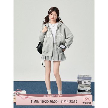 花鈴太太2025春季新款長袖衛衣套裝設計感女甜美外套蝴蝶結上衣