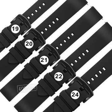 Watchband / 19.20.21.22.24 mm / 各品牌通用 快拆錶耳 輕盈舒適 矽膠錶帶 鍍黑不鏽鋼扣頭 黑色 ＃804-14-BK-B